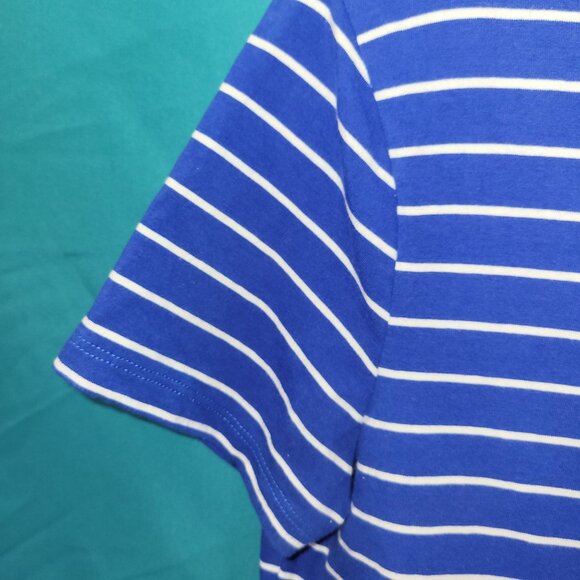 Striped Blue & White Boat Neck Top By Rafaella Size PM - Picture 5 of 11